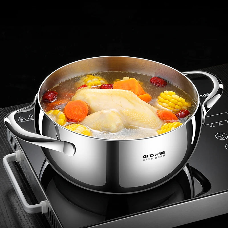 Casserole profonde en inox avec poignées – compatible plaques de cuisson